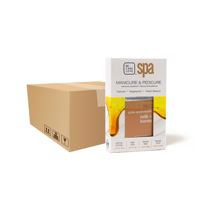 4-Step Pedicure & Manicure Kit Milk & Honey, All Natural Ingredients Case of 72 by BCL SPA