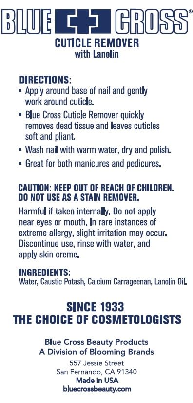 Blue Cross Cuticle Remover, Professional Cuticle Remover & Softener 32oz