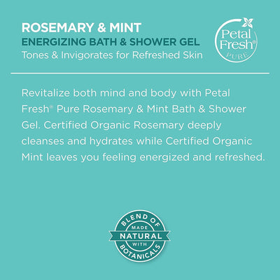 Bath & Shower Gel Rosemary & Mint, Instantly Calming, Lasting Nourishment, Vegan and Cruelty Free, 16 Fl oz by Petal Fresh