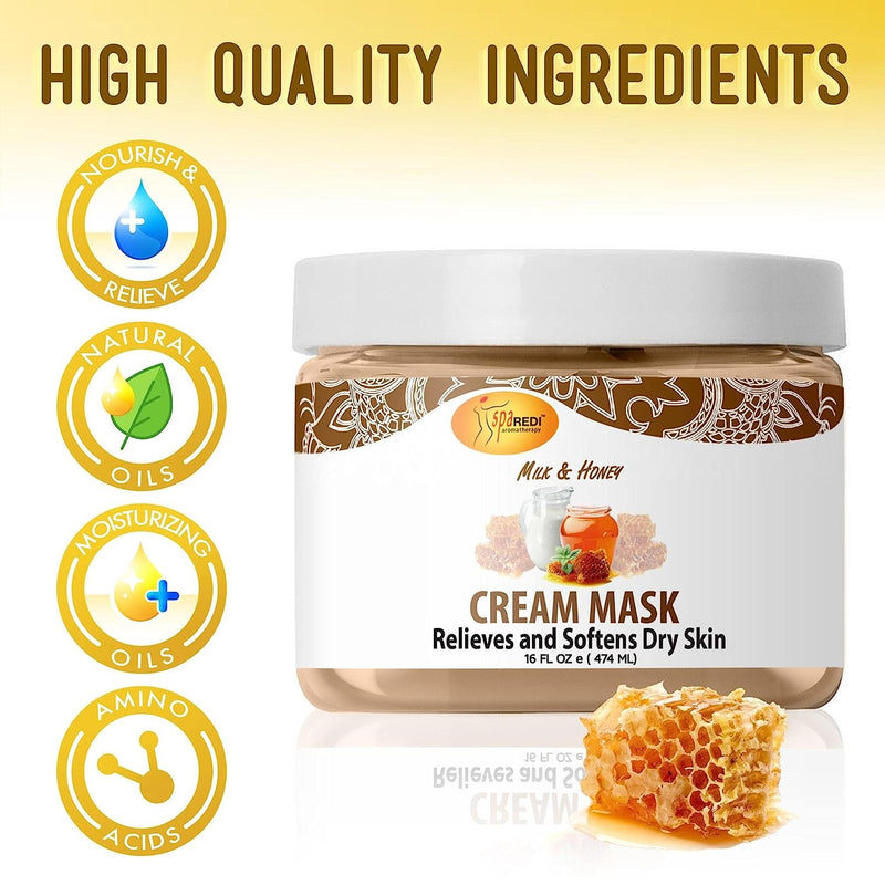 Pedicure Cream Mask Milk & Honey Aroma, 16oz by Spa Redi