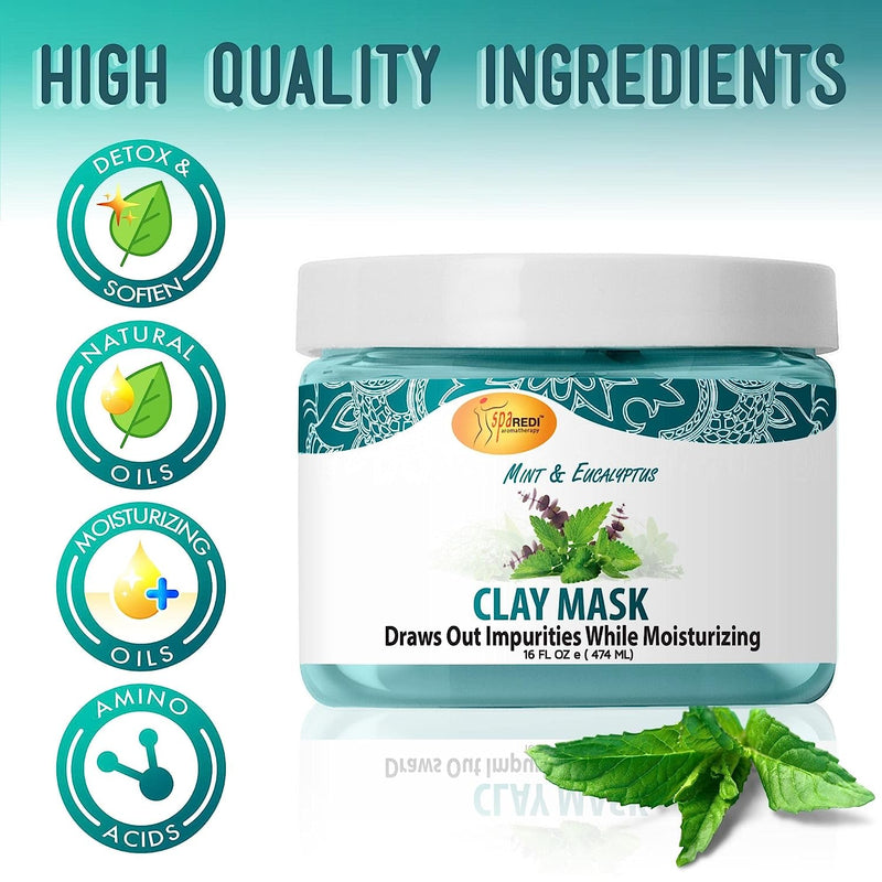 Clay Mask For Feet & Body Mint & Eucalyptus Aroma, 16oz by Spa Redi