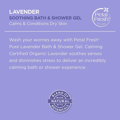 Bath & Shower Gel Lavender, Instantly Calming, Lasting Nourishment, Vegan and Cruelty Free, 16 Fl oz by Petal Fresh