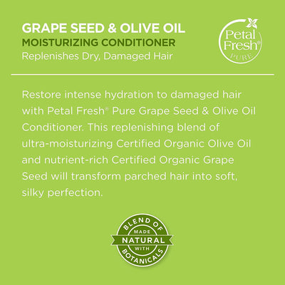 Moisturizing Shampoo | Moisturizing Grape Seed & Olive Oil Shampoo, Restores Hair and Scalp With Natural Essential Oils, 16 Fl oz by Petal Fresh