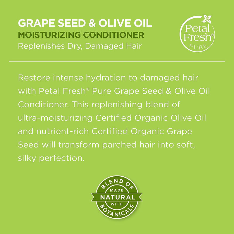 Moisturizing Shampoo | Moisturizing Grape Seed & Olive Oil Shampoo, Restores Hair and Scalp With Natural Essential Oils, 16 Fl oz by Petal Fresh