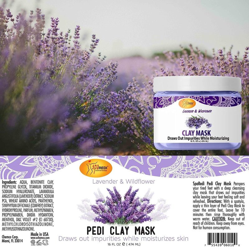 Clay Mask For Feet & Body Lavender Aroma, 16oz by Spa Redi