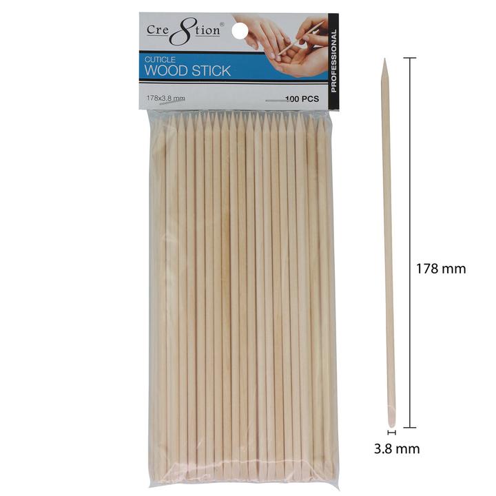 Wooden Cuticle Pusher Sticks For Nails 100 Pack by Cre8tion