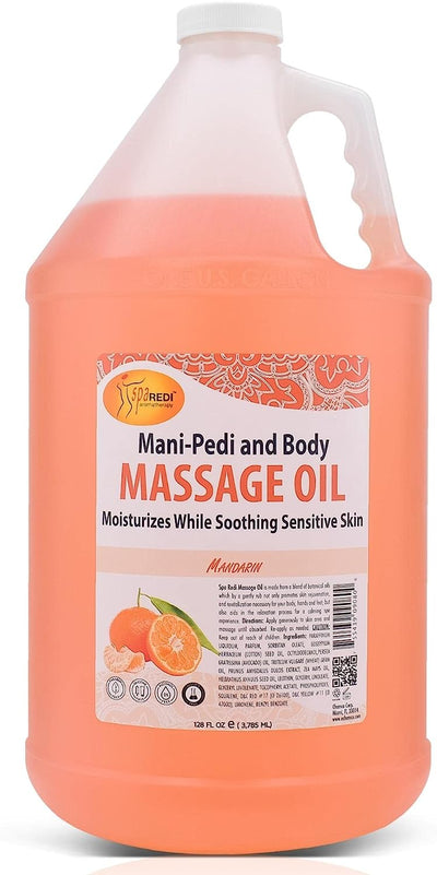 Massage Oil With Essential Vitamins Mandarin Aroma, 128oz by Spa Redi