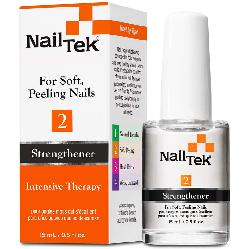 NailTek Intensive Therapy 2 - Nail Strengthener for Soft and Peeling Nails, 0.5oz
