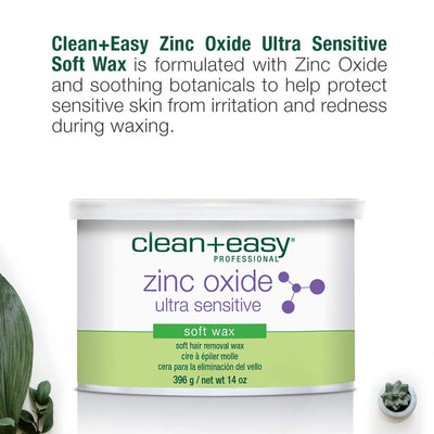 Zinc Oxide Hair Removal Soft Wax 14oz By Clean + Easy