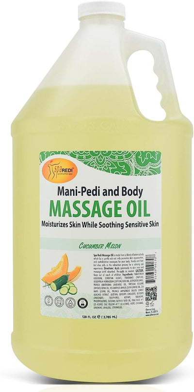 Massage Oil With Essential Vitamins Cucumber & Melon Aroma, 128oz by Spa Redi