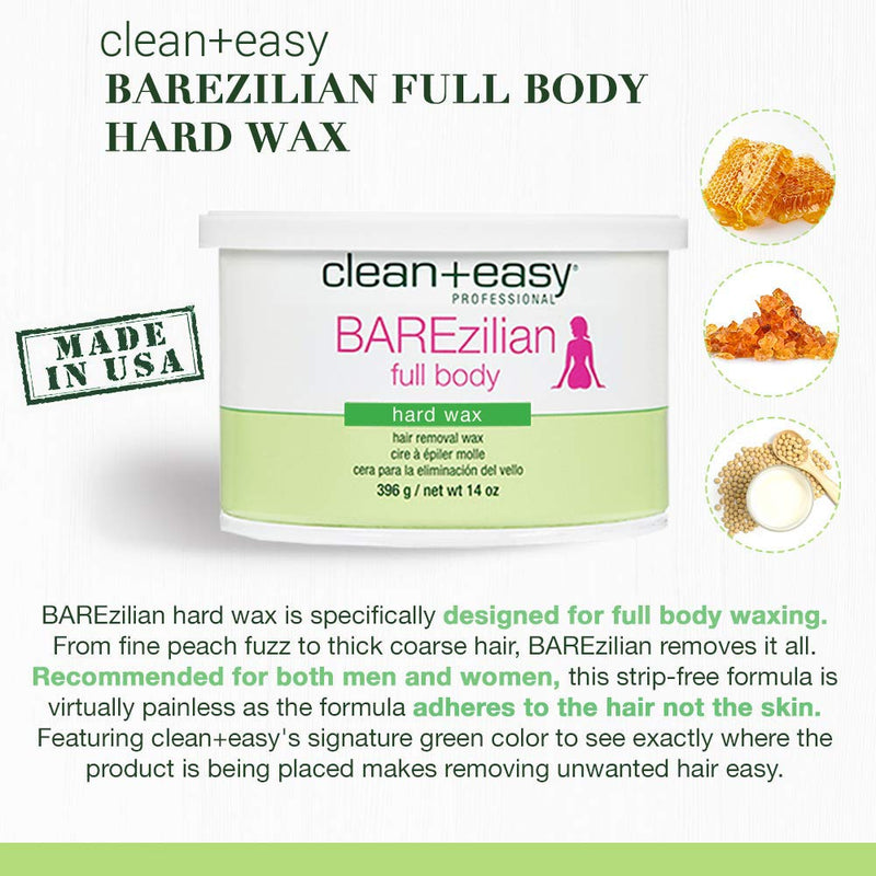 Brazilian Hair Removal Hard Wax 14oz By Clean + Easy