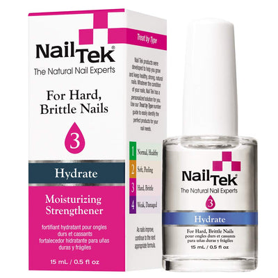 NailTek Strengthener 3 - Moisturizing Strengthener For Hard And Brittle Nails, 0.5oz