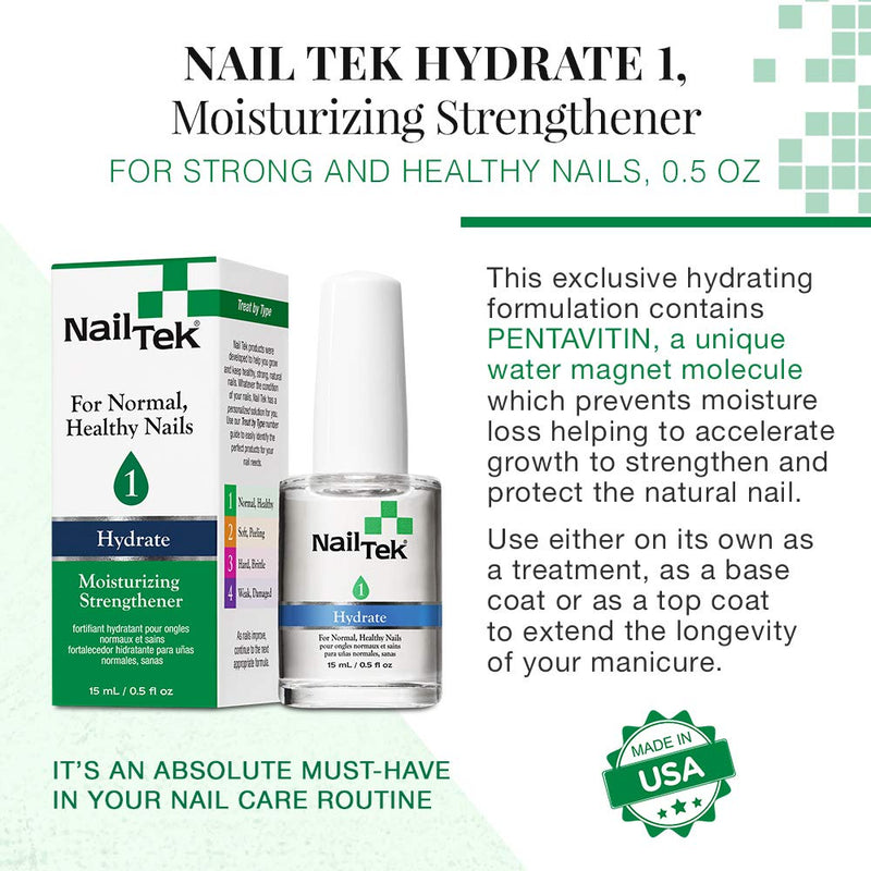 NailTek Strengthener 1 - Moisturizing Strengthener for Healthy Nails, 0.5oz