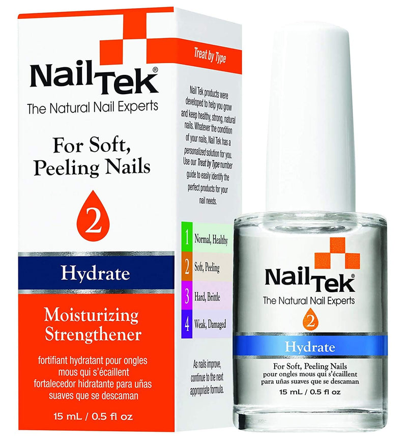 NailTek Strengthener 2 - Moisturizing Strengthener for Soft and Peeling Nails, 0.5oz