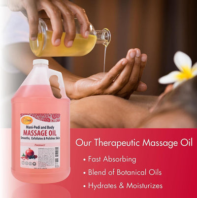 Massage Oil With Essential Vitamins Pomegranate Aroma, 128oz by Spa Redi