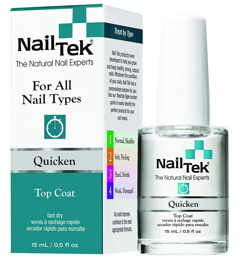 NailTek Quicken Drying Drops - Fast Drying Top Coat for All Nail Types, 0.5oz