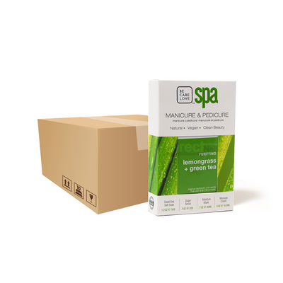 4-Step Pedicure & Manicure Kit Lemongrass & Green Tea, All Natural Ingredients Case of 72 by BCL SPA