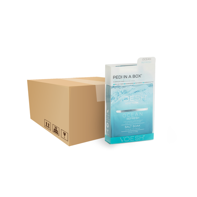 4 Step Voesh Deluxe Pedi In a Box Kit, Ocean Refresh Case of 50