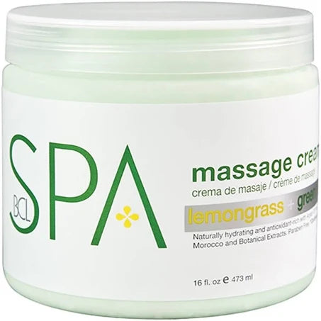 Lemongrass & Green Tea Massage Cream, Certified Organic by BCL Spa 16oz
